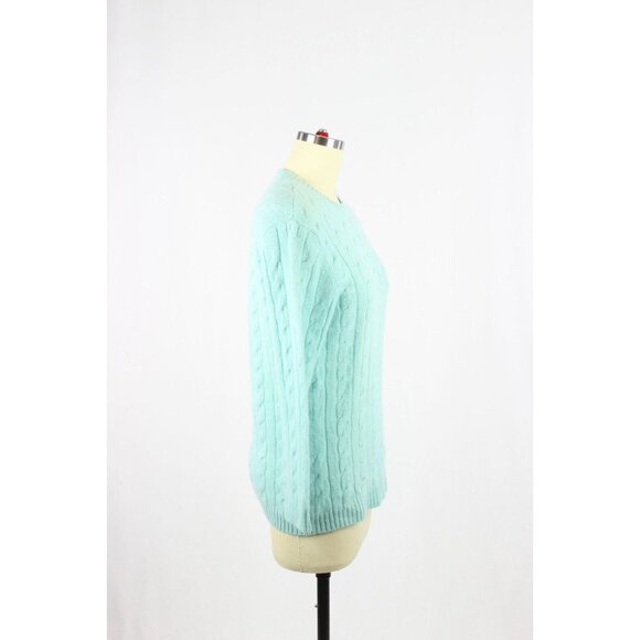 LILLY PULITZER Turquoise 100% Cashmere Cable Knit Crew Neck Sweater, Size S - Picture 2 of 11